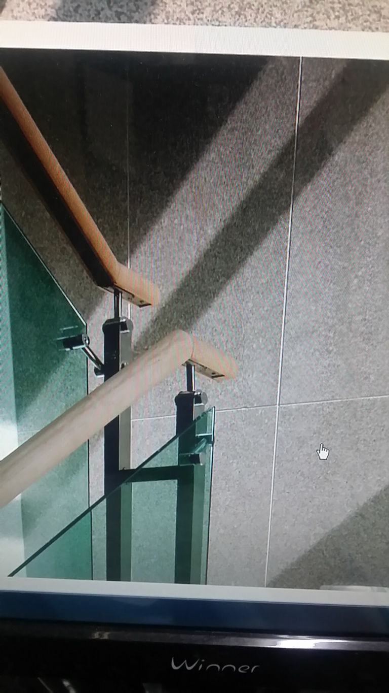 강화유리 목제손스침 핸드레일